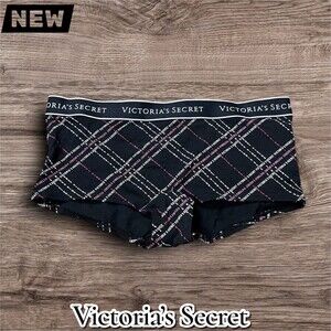New Victoria’s Secret Logo Waistband Boyshort Panty – Black Logo Print – Size Me